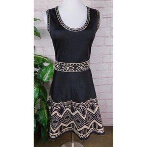 Jealous Tomato Black Tan Dress Size Small Knit Geometric Tribal Style